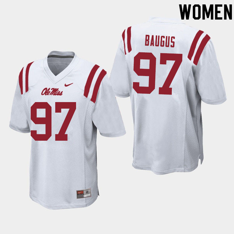 Michael Baugus Ole Miss Rebels NCAA Women's White #97 Stitched Limited College Football Jersey VGU6458ZE